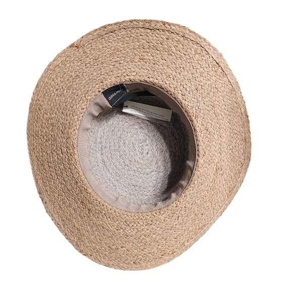 New Olive & Pique Raffia Classic Summer Boater Panama Hat Two Tone main image 7